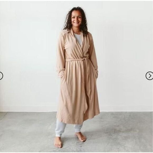 NWT Goumi Kids Mom Sandstone Womens Robe XL/XXL Bamboo Organic Cotton Tan Pocket - Picture 1 of 4